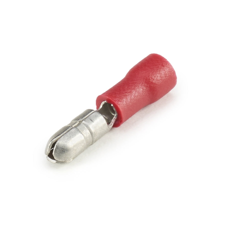 Vinyl Insulated Red Male Bullet Connector 22-18 Gauge .156 Tab - 100 Pack