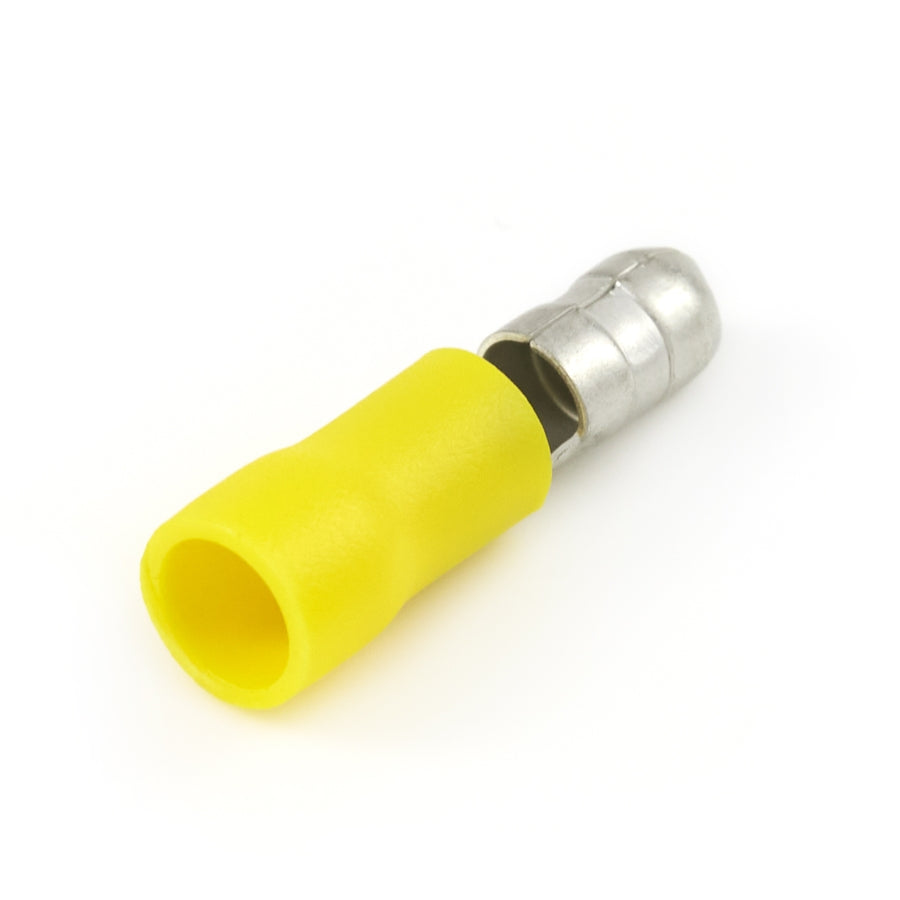 Vinyl Insulated Yellow Male Bullet Connector 12-10 Gauge .195 Tab - 100 Pack