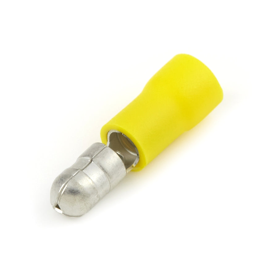 Vinyl Insulated Yellow Male Bullet Connector 12-10 Gauge .195 Tab - 100 Pack