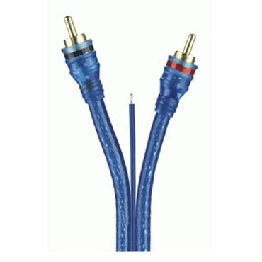 Raptor 3' Feet 2-Channel Blue RCA Cable & Remote/ Turn-on Wire DOUBLE SHIELDED