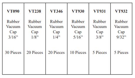 90 Piece Rubber Carburetor & Vacuum Cap Assortment - 6 Different Sizes
