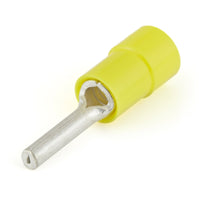 Vinyl Insulated Yellow Funnel Entry Pin Terminal Connector 12-10 Gauge - 100 Pack