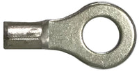 Non-Insulated Ring Terminal 8 Gauge 1/4" Stud - 100 Pack