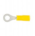 Vinyl Insulated Yellow Ring Terminal 26-24 Gauge #6 Stud - 100 Pack