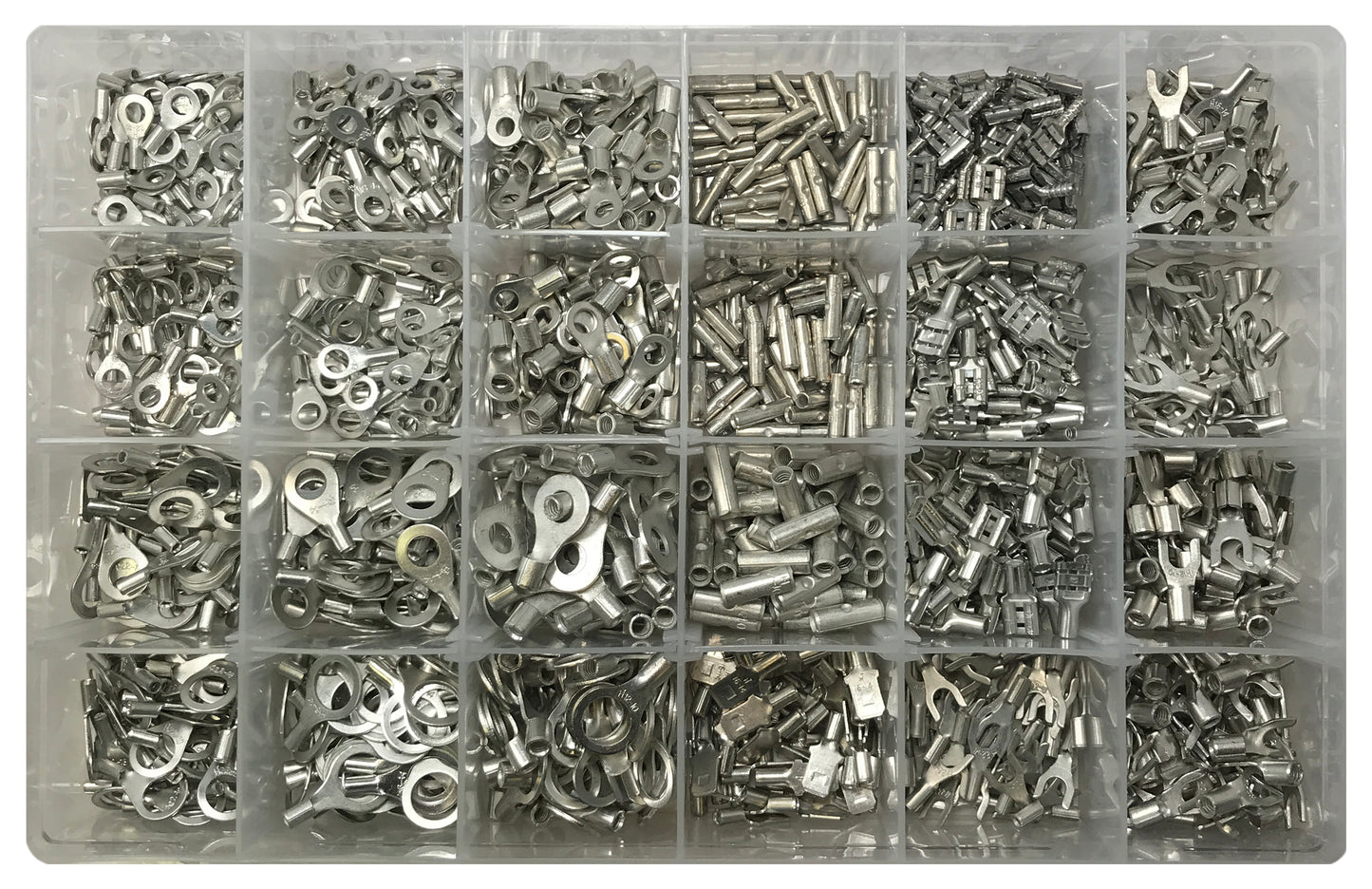 Non-Insulated Wire Terminal Connector Assortment Kit - 1200 Pieces