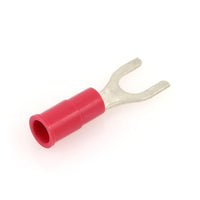 Vinyl Insulated Red Spade Terminal 22-18 Gauge #8 Stud - 100 Pack