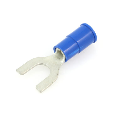 Vinyl Insulated Blue Spade Terminal 16-14 Gauge #10 Stud - 100 Pack