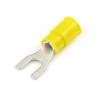 Vinyl Insulated Yellow Spade Terminal 12-10 Gauge #10 Stud - 100 Pack