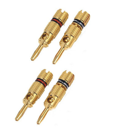 4 Banana Plugs Tsunami SW700 Speaker Wire Dual 24k Gold 2 RED & 2 BLACK