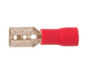 Vinyl Insulated Red Female Quick Disconnect Connector 22-18 Gauge .205 Tab - 100 Pack