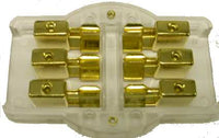 Gold Plated AGU Glass Fuse Block - 3 Position (3) 8 GA in, (3) 8 Ga out