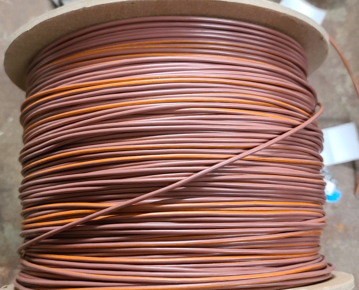 Brown with Orange Striped 16 AWG Primary Marine Tinned Copper Wire 600V USA - 100 Ft