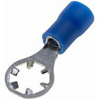 Vinyl Insulated Blue Star Locking Ring Terminal 16-14 Gauge #10 Stud - 100 Pack