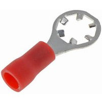 Vinyl Insulated Red Star Locking Ring Terminal 22-18 Gauge #6 Stud - 100 Pack