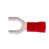 Vinyl Insulated Red Spade Terminal 22-18 Gauge #8 Stud - 100 Pack